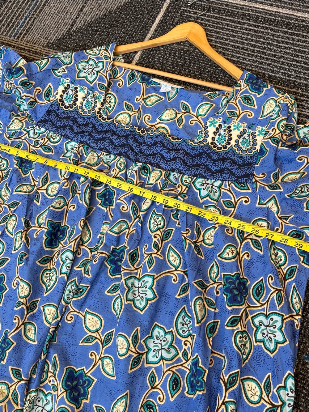 Comfort Choice 5X House Dress Kaftan half zip Blue Floral Cotton Pockets - Picture 9 of 10